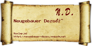 Neugebauer Dezső névjegykártya